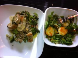 Quinoa Chicken broccoli & chard leaf dish